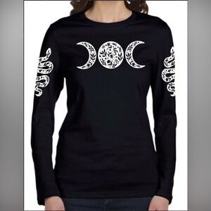NWT Moon Snake Women’s Long Sleeve Black L Cotton Top